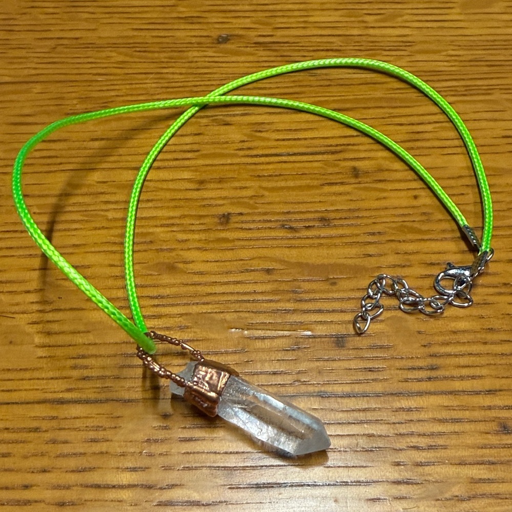 Neon Green Crystal Point Pendant Necklace - Women Jewelry